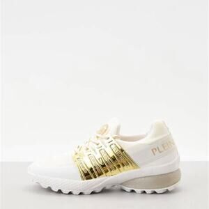 Plein Sport Gold Metallic Lace Up Shoes White Size 37/7